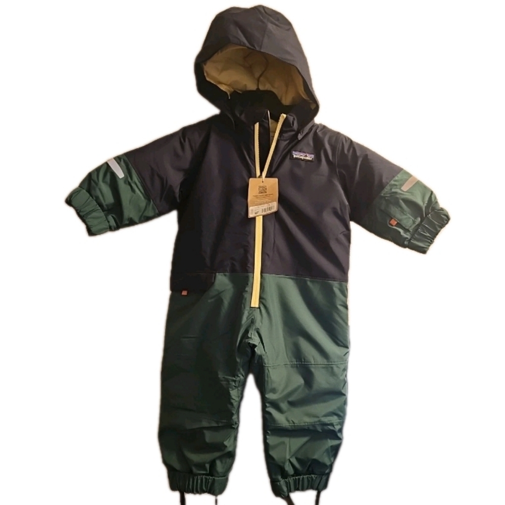 BRAND NEW Patagonia Baby Snow Pile One-Piece Snowsuit 6-12 Months Blue/Green